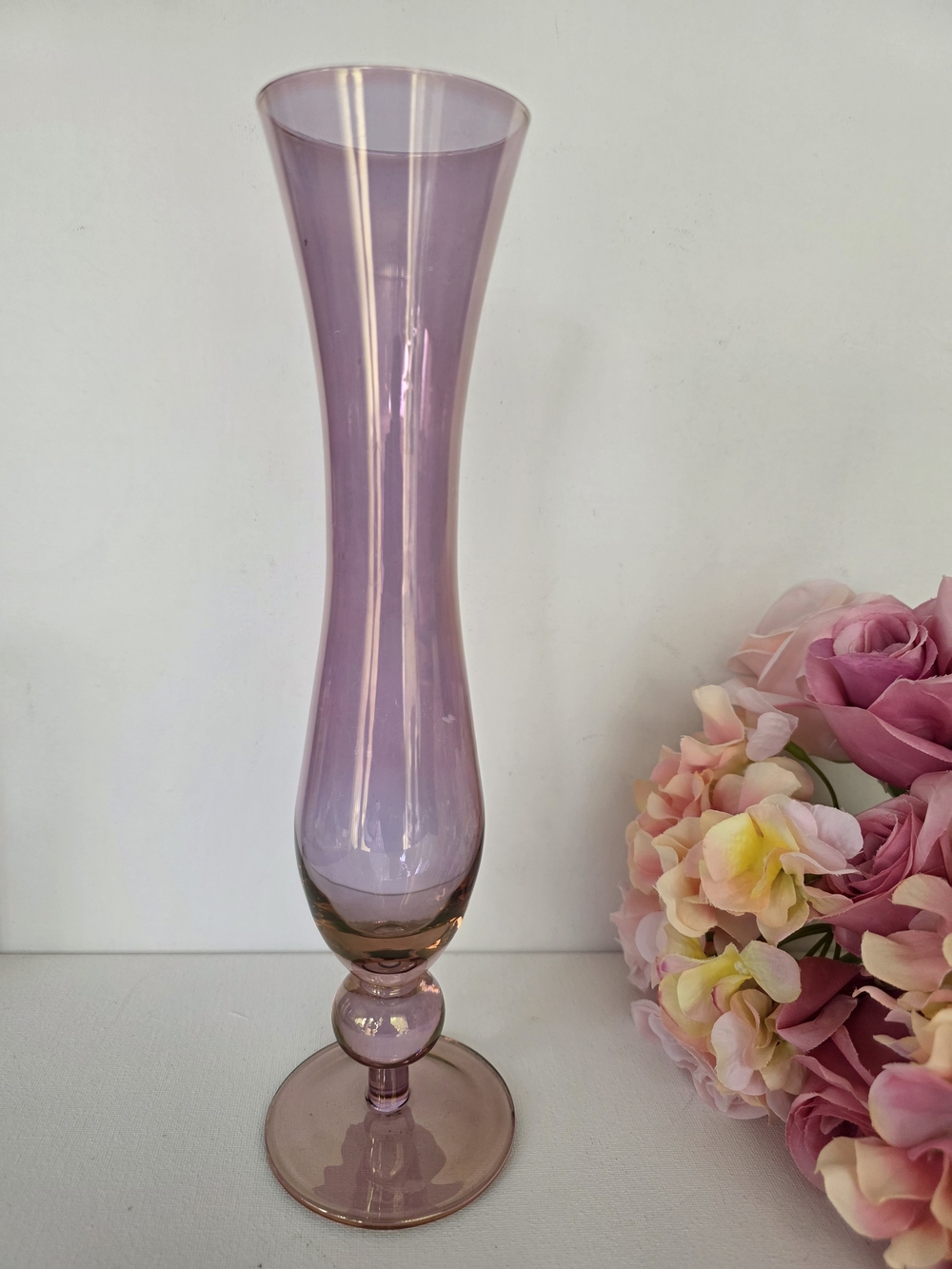 Vintage Slim Lavender Glass Bud Vase - Home Accents